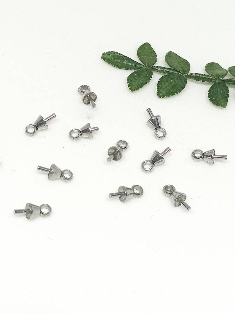 Non -rust titanium steel head nails pearl and stainless steel pendant pearl hat cover handmade material DIY jewelry matching