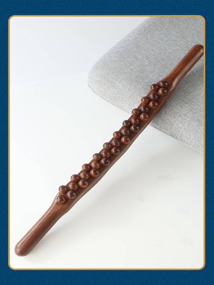 Sandalwood 37 beads rolling stick massage stick scraping stick, a whole body universal dry gluten stick, home meridian dredging open back