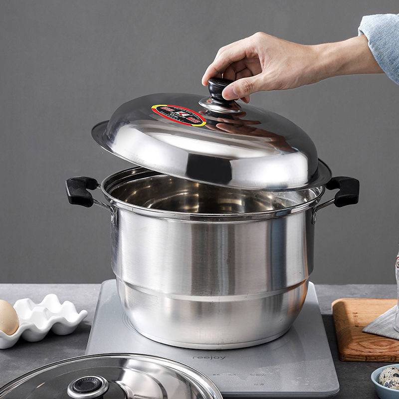 Stainless steel thickened explosion -proof pot cover high temperature resistant general fried cooker fried pot soup soup steamer flat pot iron stir -fried pot lid