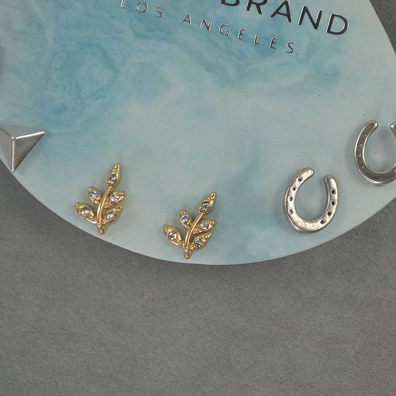 LK earrings, leaves, leaf horseshoe iron