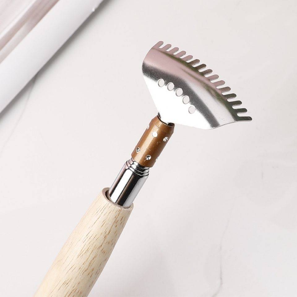 Oak handle grabbing artifact does not want people to multi -functional telescopic grabbing, roller, massage, scratching old man music