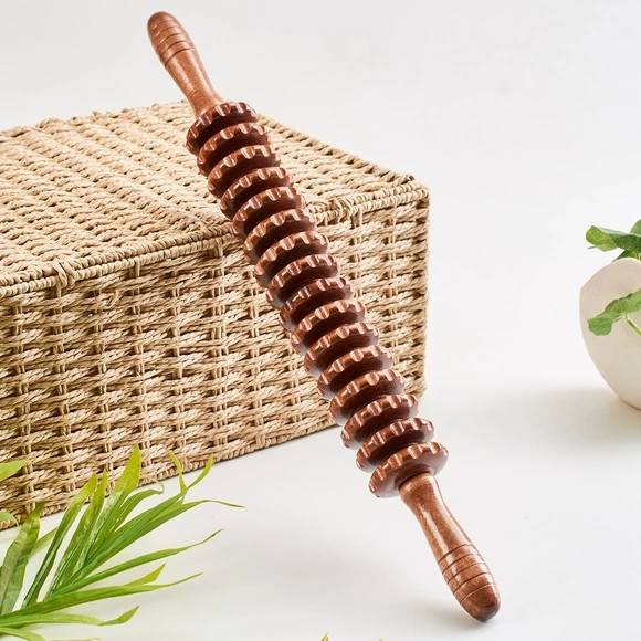 Solid wood thin yoga roller roller leg leg lumbar cervical back shoulder wood meridian wolf wolf massage roll back artifact