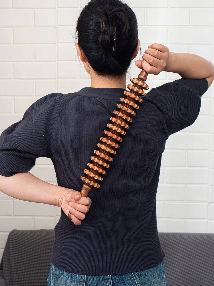 Solid wood yoga roller roller thin leg waist, cervical vertebra, wooden meridian rod wolf lobe massage roll back artifact