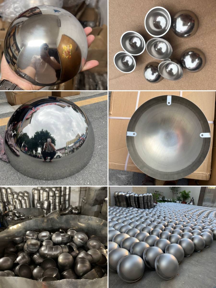 Stainless steel semi -ball 1.5mm thick round tube sealing ball -type blocking mirror wall decoration hollow hemisphere sealed head