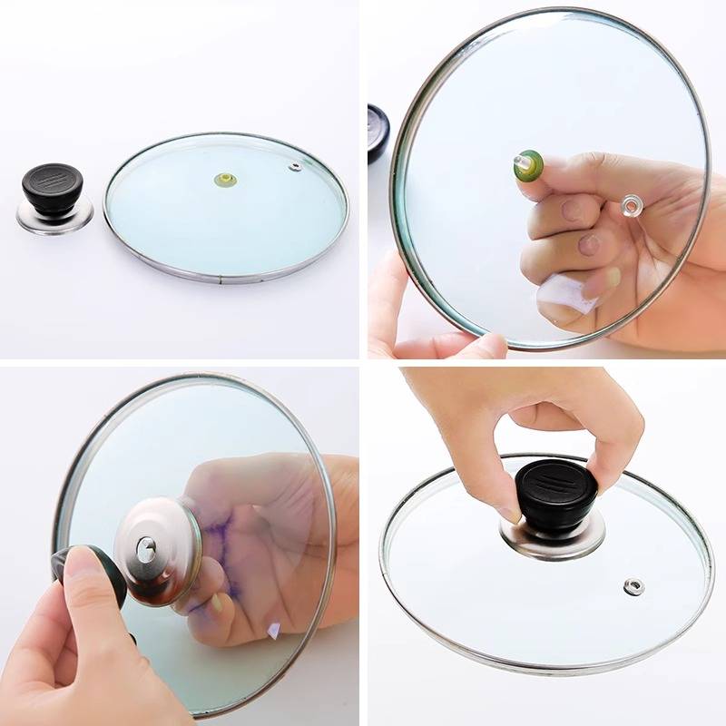 A pan-cap steeled glass cap with a transparent lid and a pan-knob stench