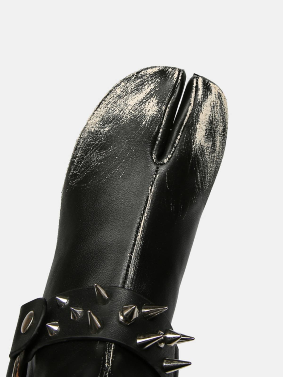 TABI split -toe shoes 3cm European and American fashion split -toe short boots Coarse heel liu Ding Pentapped Short Boots Pig Sweet Female Woman