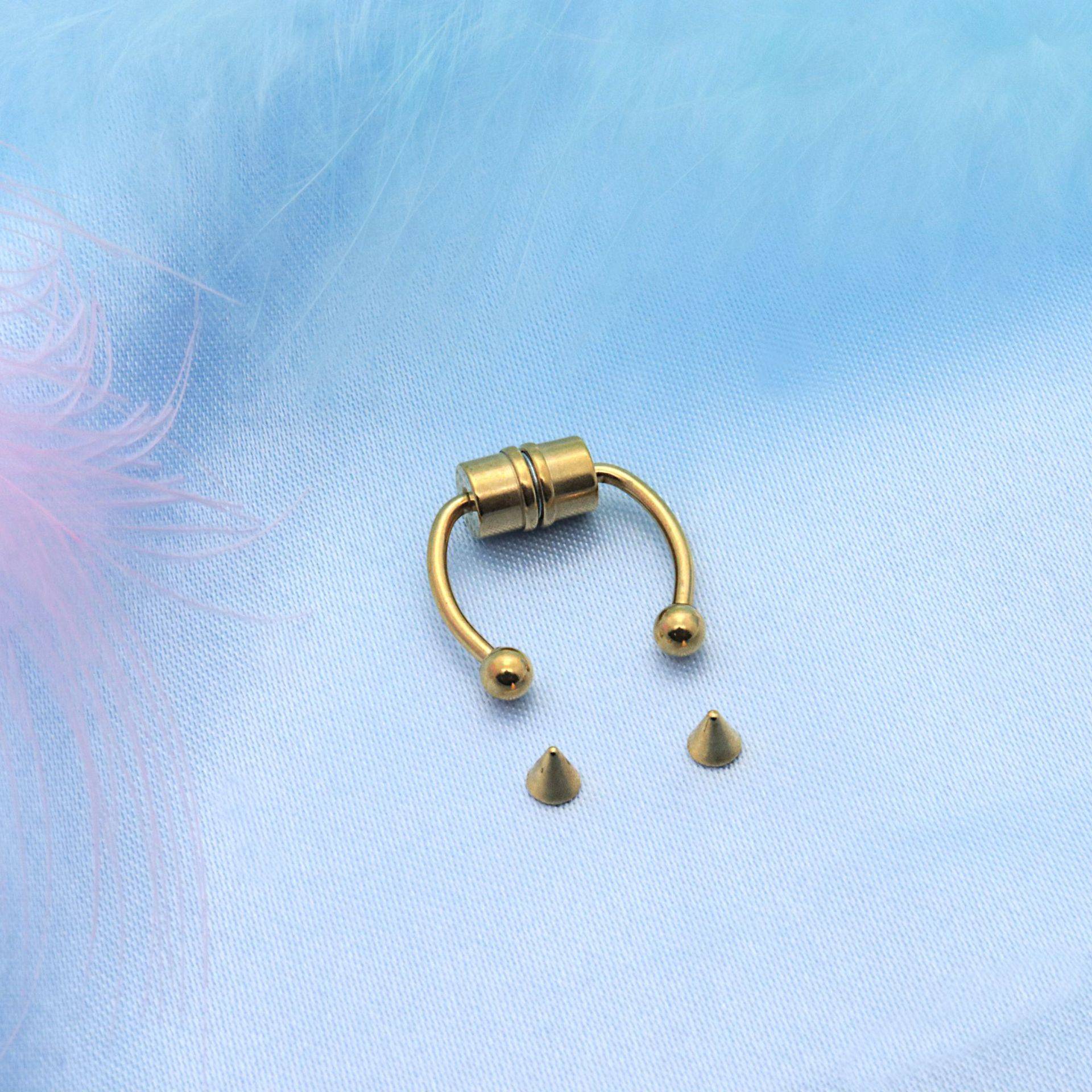 Nasal pins are about stainless steel-magnetic horse hooves don't have to pierce a perforated magnet nose clip