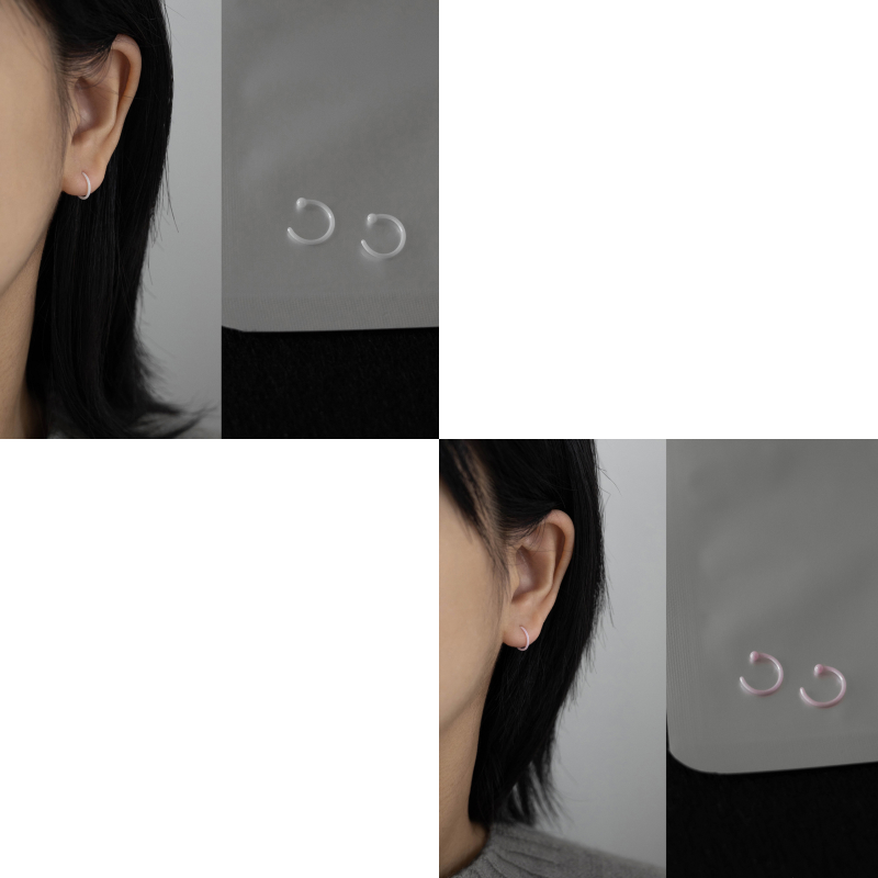 White + pink ceramic earring - two pairs