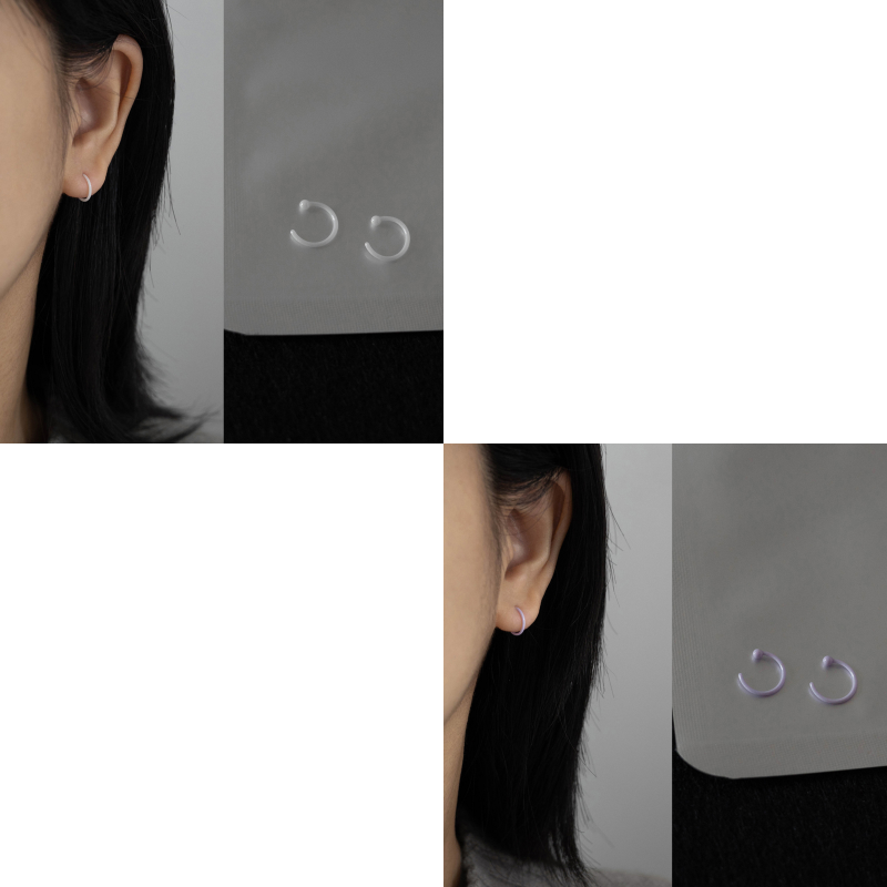 White + purple ceramic earring - two pairs