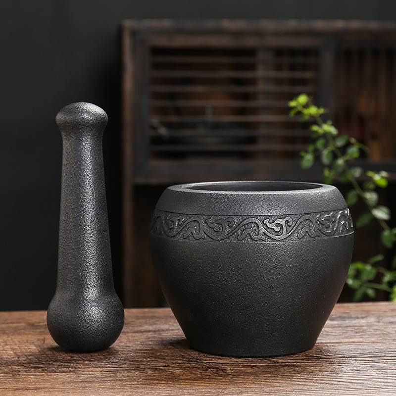 Natural Wujin Stone Old -style stone mortar pounding the pot stone cup pounding the garlic mortar against the nest and the pepper mings