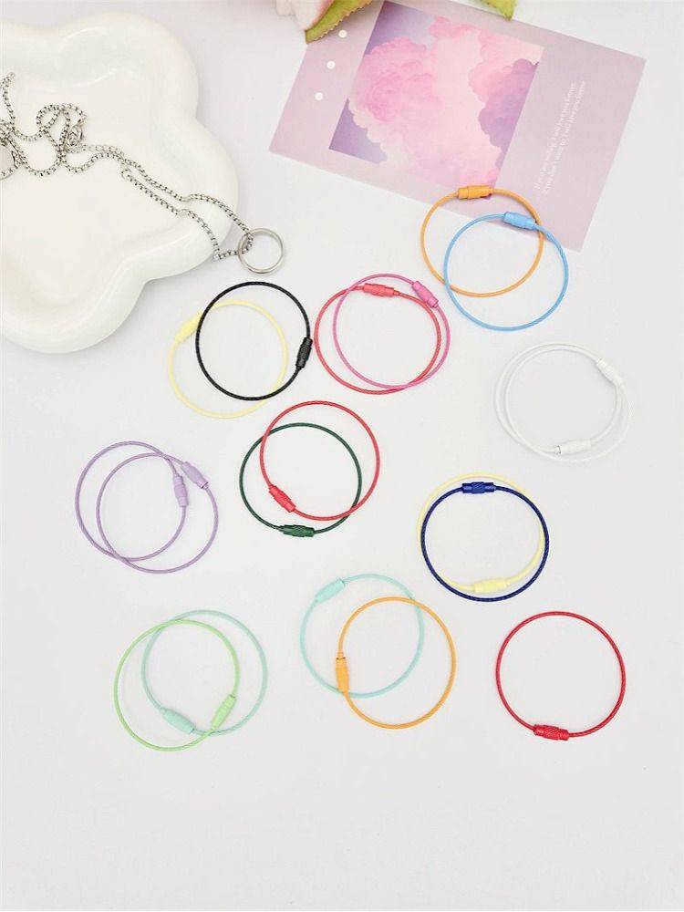 Color steel wire rope keychain lacquer ring steel wire rope wrap stainless steel steel wire rope buckle key ring rope