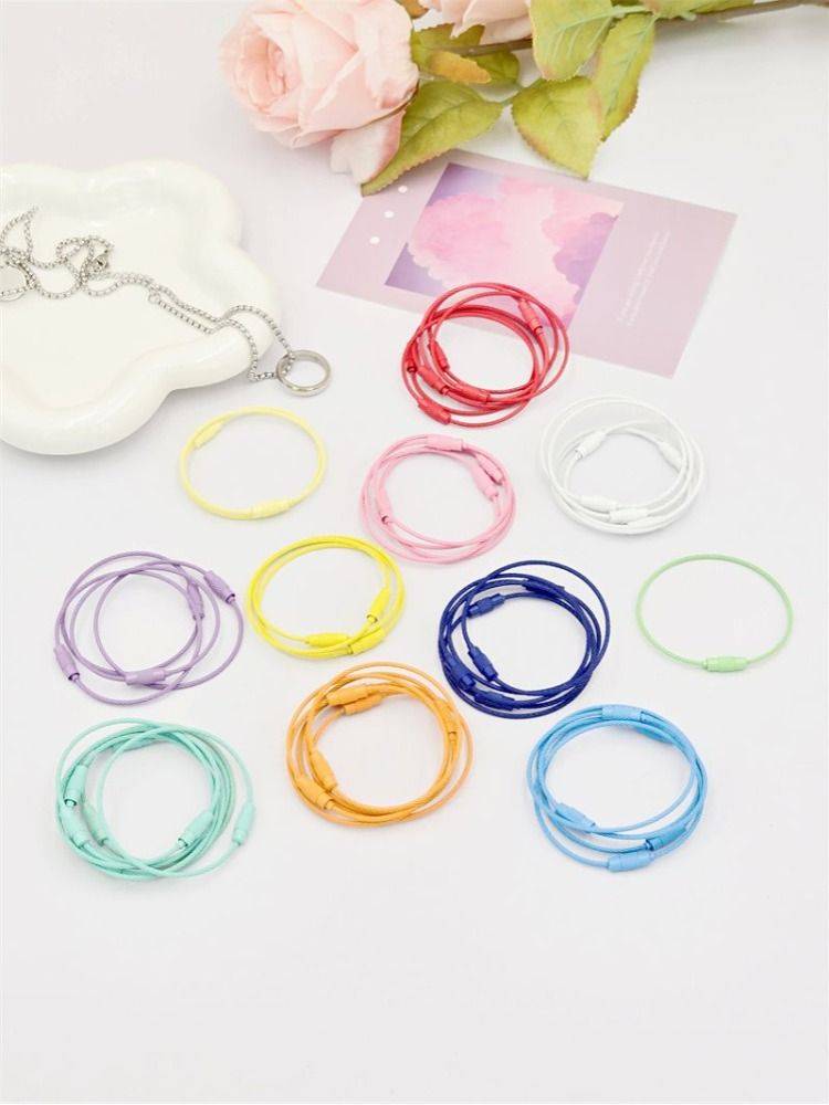 Color steel wire rope keychain lacquer ring steel wire rope wrap stainless steel steel wire rope buckle key ring rope