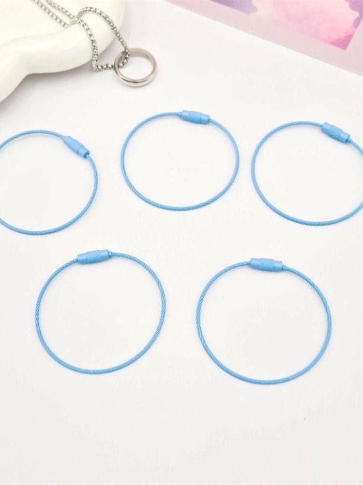 Color steel wire rope keychain lacquer ring steel wire rope wrap stainless steel steel wire rope buckle key ring rope
