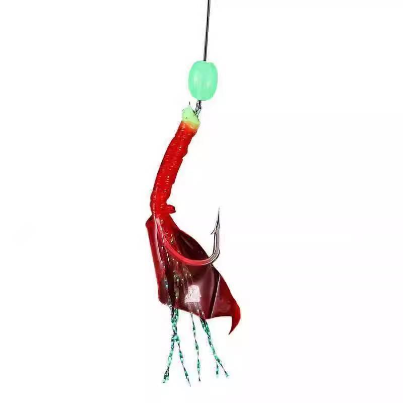 Baijiaoqiaozui specializes in the bionic skewers fishing group red leather fish skin fake bait hanging gold pills world road Asian fake bait fish hook