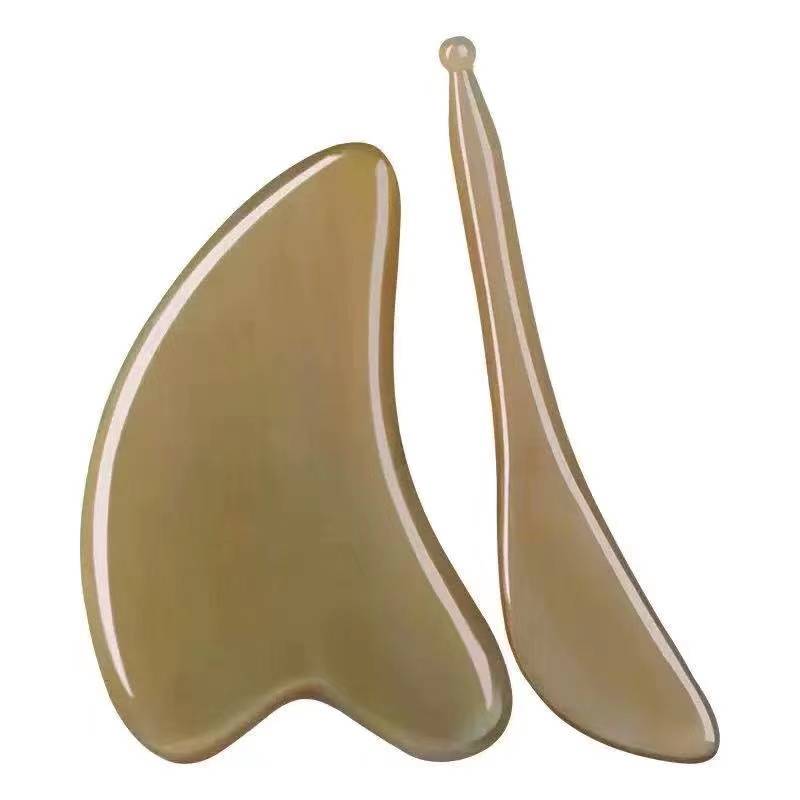 Genuine white water cow horn face scraping board female facial beauty natural thickened eyebrow ribs ribbon legs