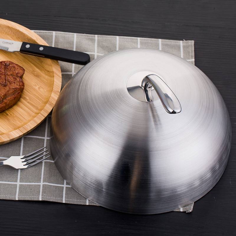 Beef chopped lid thickened stainless steel pot cover iron plate burning lid bar barbecue dust cover dust cover French lid lid