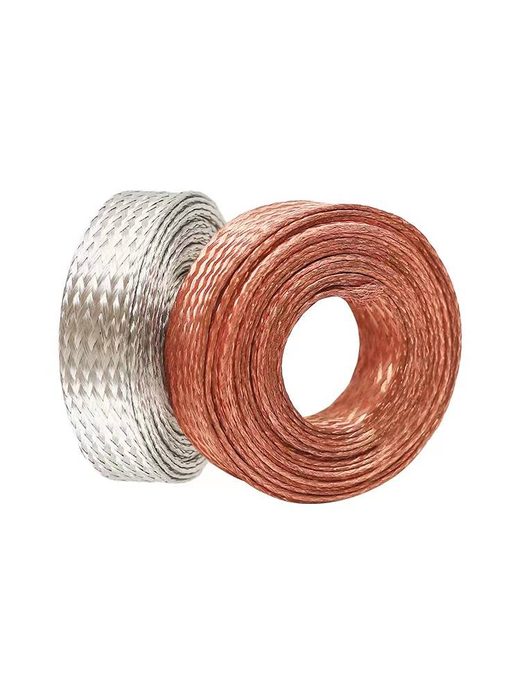 Copper woven band ground wire soft connection flat copper wire 6/10/25/50 square naked wire conductive tin -plated bronze belt