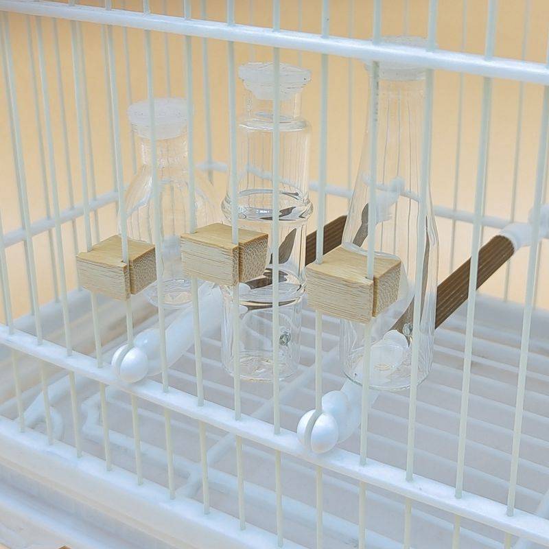 Embroidered eye cage glass inner hanging outer hanging water heater bird cage glass drink water bottle glass water bottle water sink