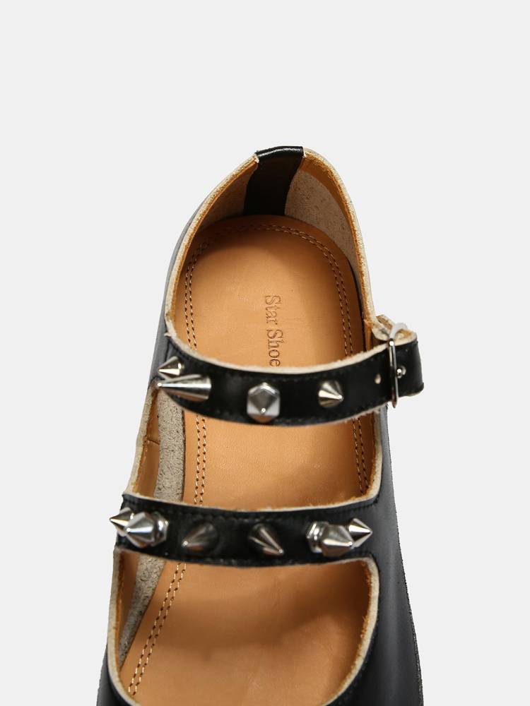 Tabi split -toe shoes new leather willow willow Pentoping breeze flat bottom buckle as old horseshoe pork trotters and shoes women