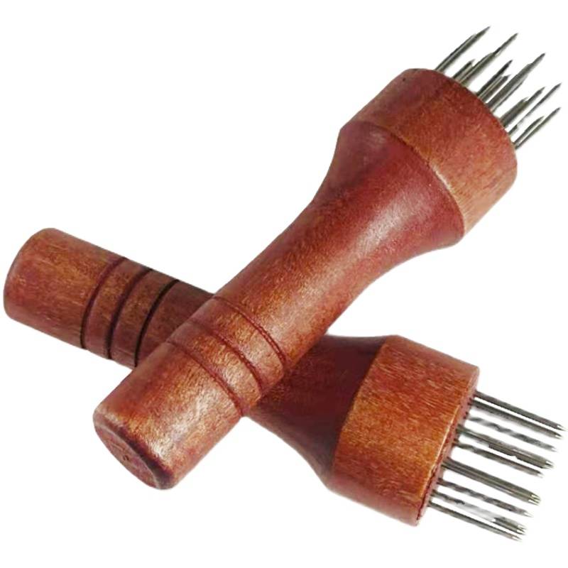 Wooden handle round pork skin pine meat needle loose meat, loose meat, beef tendon, pork skin inserted meat hammer and steak pores