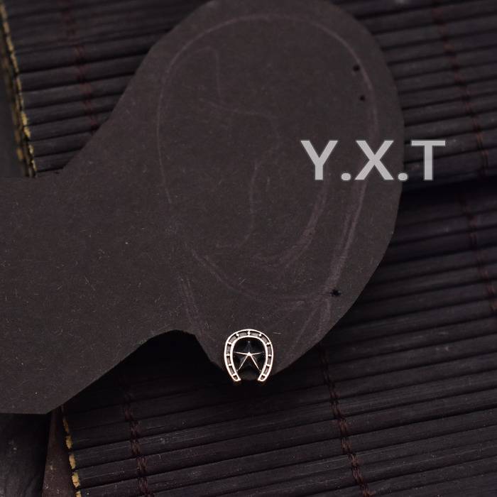925 sterling silver male earrings Horseshoe Iron Pentagon Thailand Retro Personality Ins niche women versatile simplicity