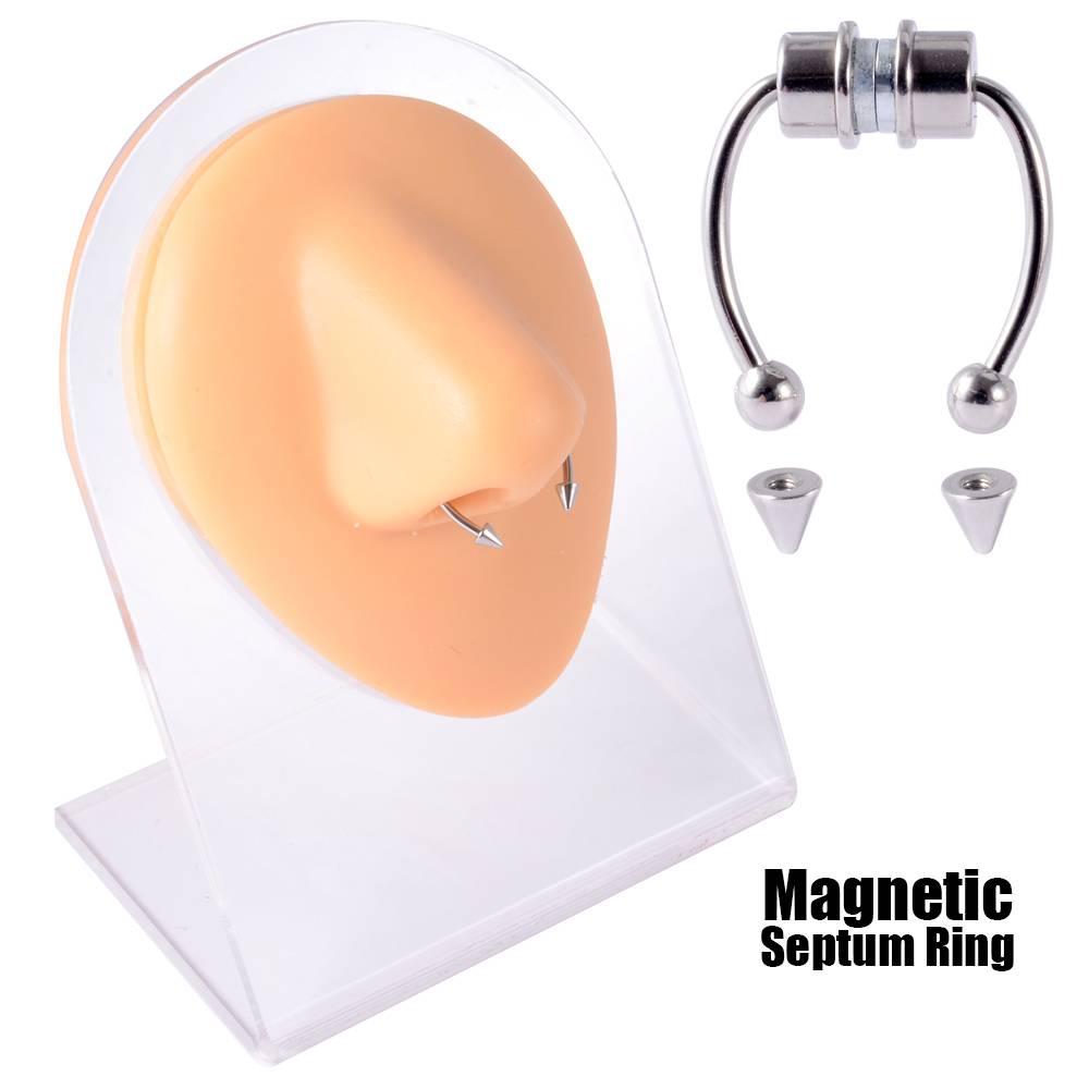 European and American fashion trend personality nose raing magnets fake nasal ring do not need to wear pilot horseshoe nose nail jewelry women