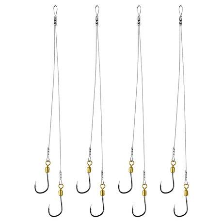 Short sub -line dual hook tie the finished steel wire thread hook anti -bite genuine fishing hook No. 4 hook sea fishing 5 catfish hook
