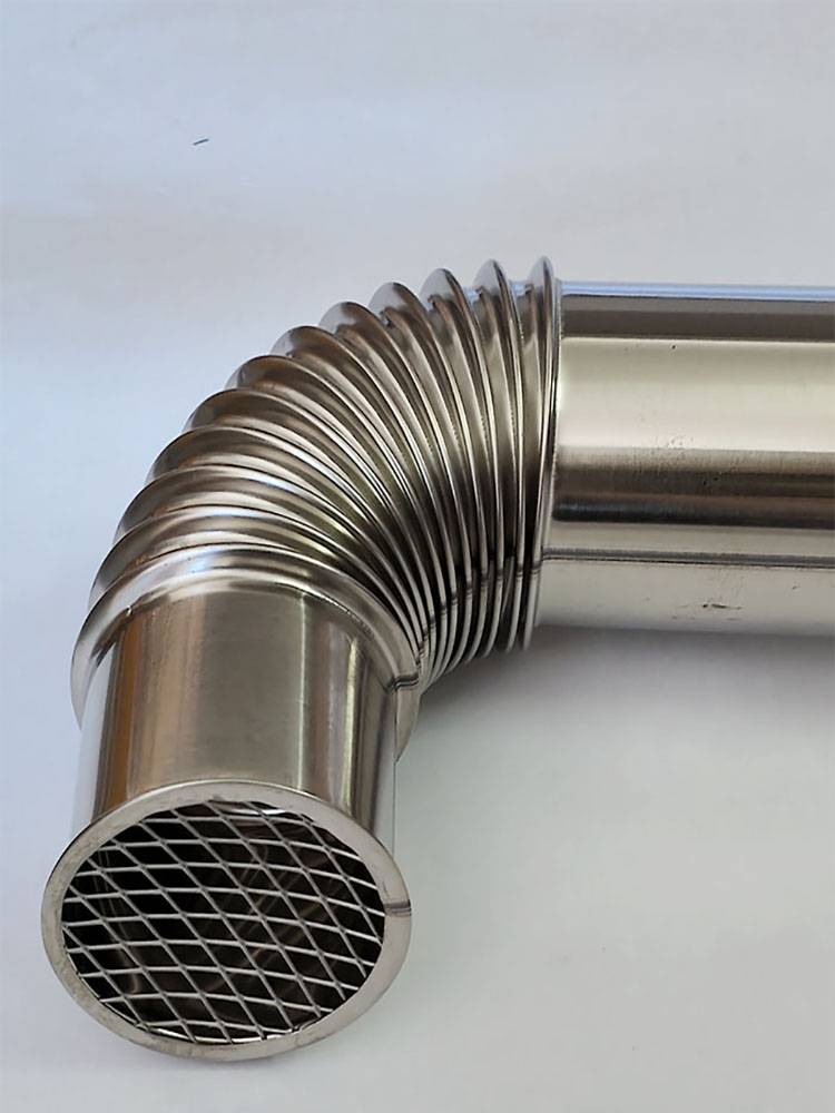 Water heater smoke exhaust pipe 304 stainless steel out wall tube anti-rain and wind-proof bending pipe with mesh tail pipe 5-6-7-8-10cm