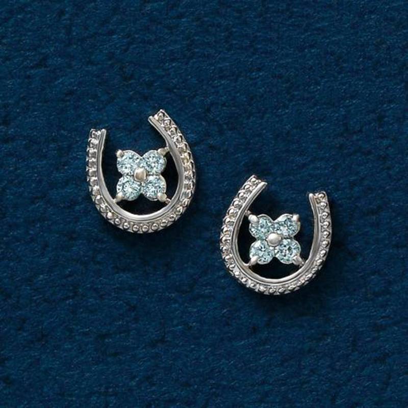 Japan purchasing takeUP 20 winter limited four -leaf grasshoe -hoof iron cross star diamond 10K gold earrings