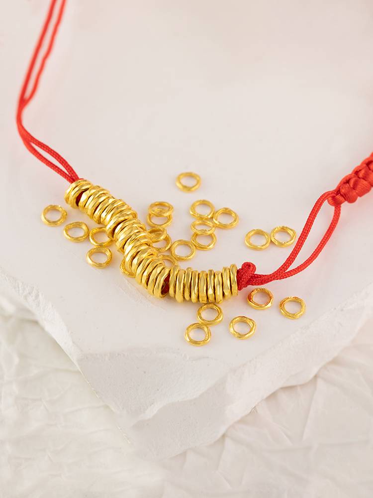 [HeyDay] Foot gold 999 bright noodle entanglement gold DIY bracelet hammer pattern entangled pure gold bracelet accessories