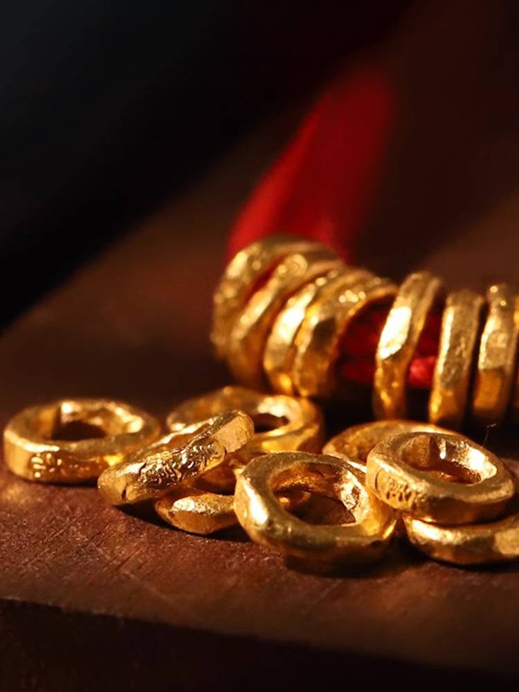 [HeyDay] Foot gold 999 bright noodle entanglement gold DIY bracelet hammer pattern entangled pure gold bracelet accessories