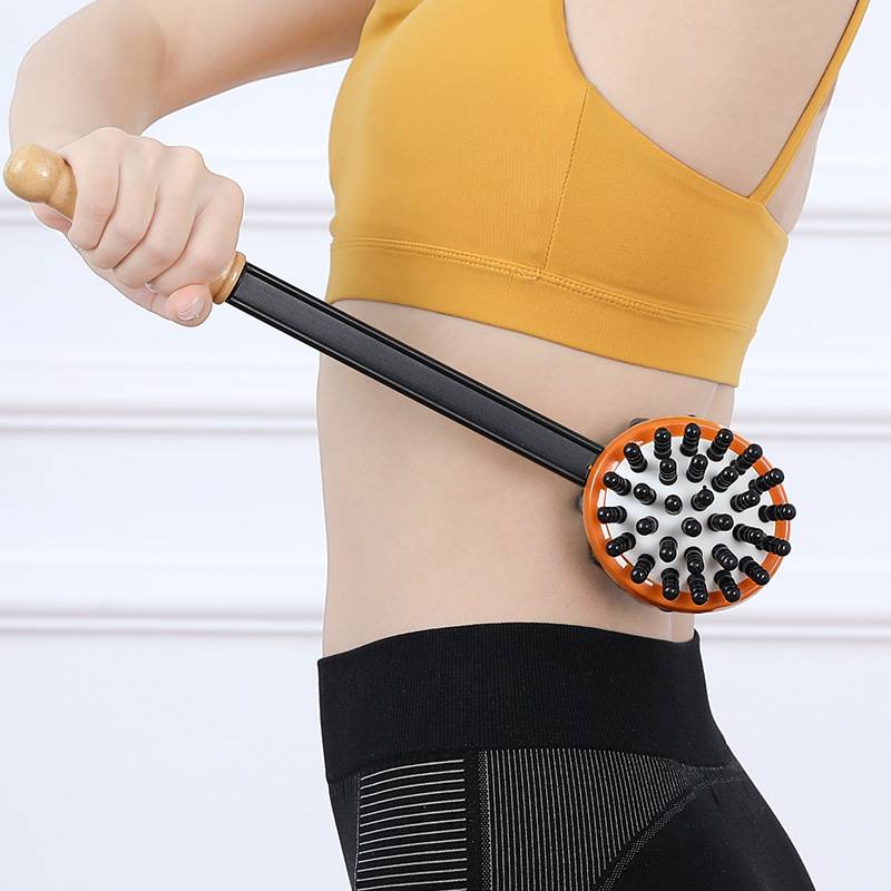 Hand -holding backmaker knocking massage hammer wooden meridian massage rod to beat neck shoulder back hammer shoulder fitness
