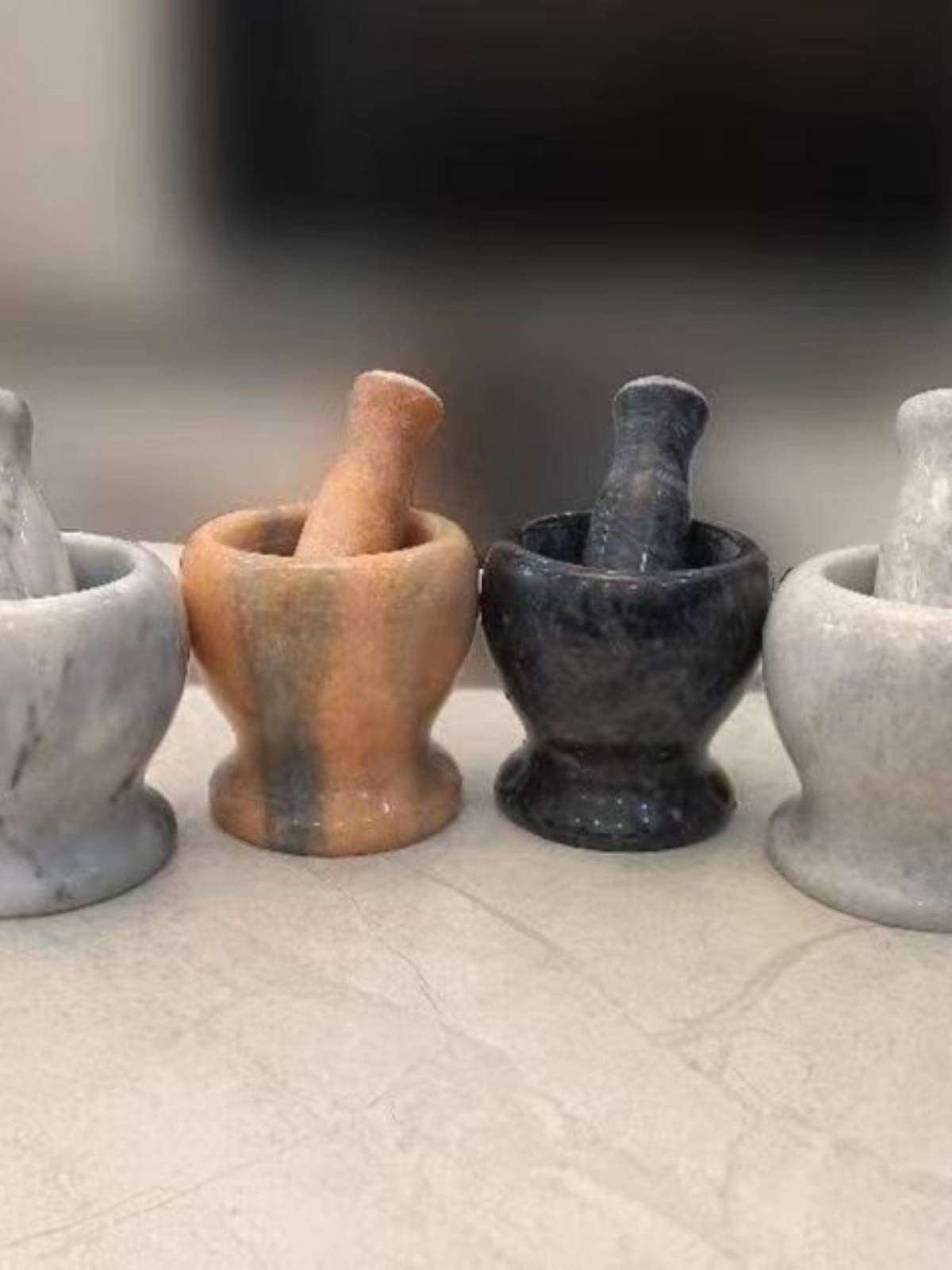 Natural marble pounds garlic mortar garlic mortar pressed garlic mud, pounding garlic cans home grinding stone nests