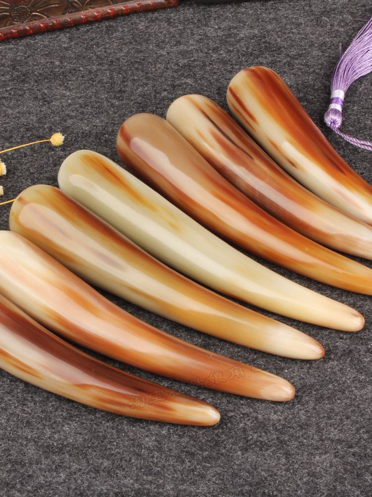 Natural white beef horns point stick universal plucking meridian face face faces, faces, eye massage sticks, beauty scraping, gluten stick girl