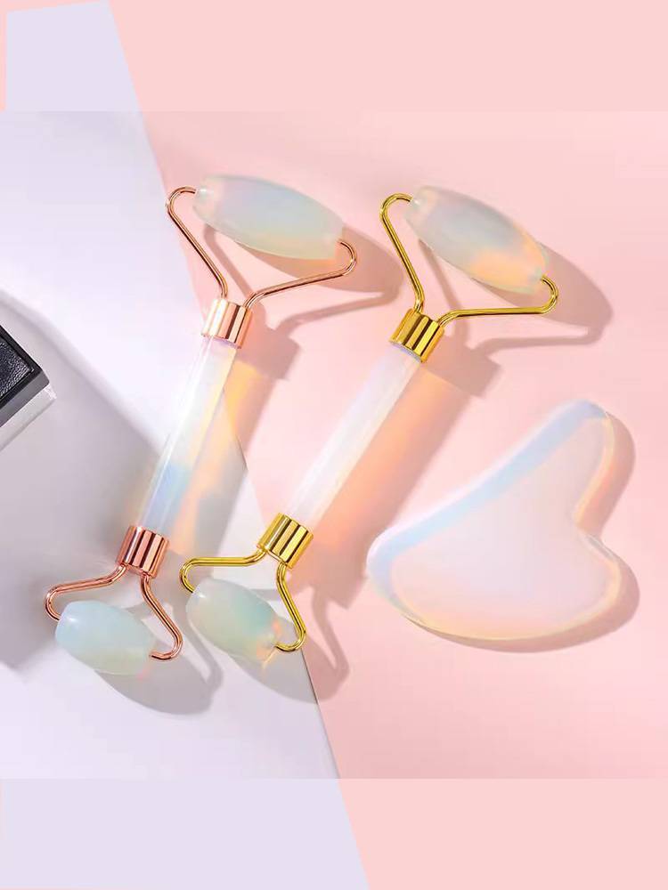 Face massage roller roller pink crystal natural jade female manual jade push tighten beauty artifact roller