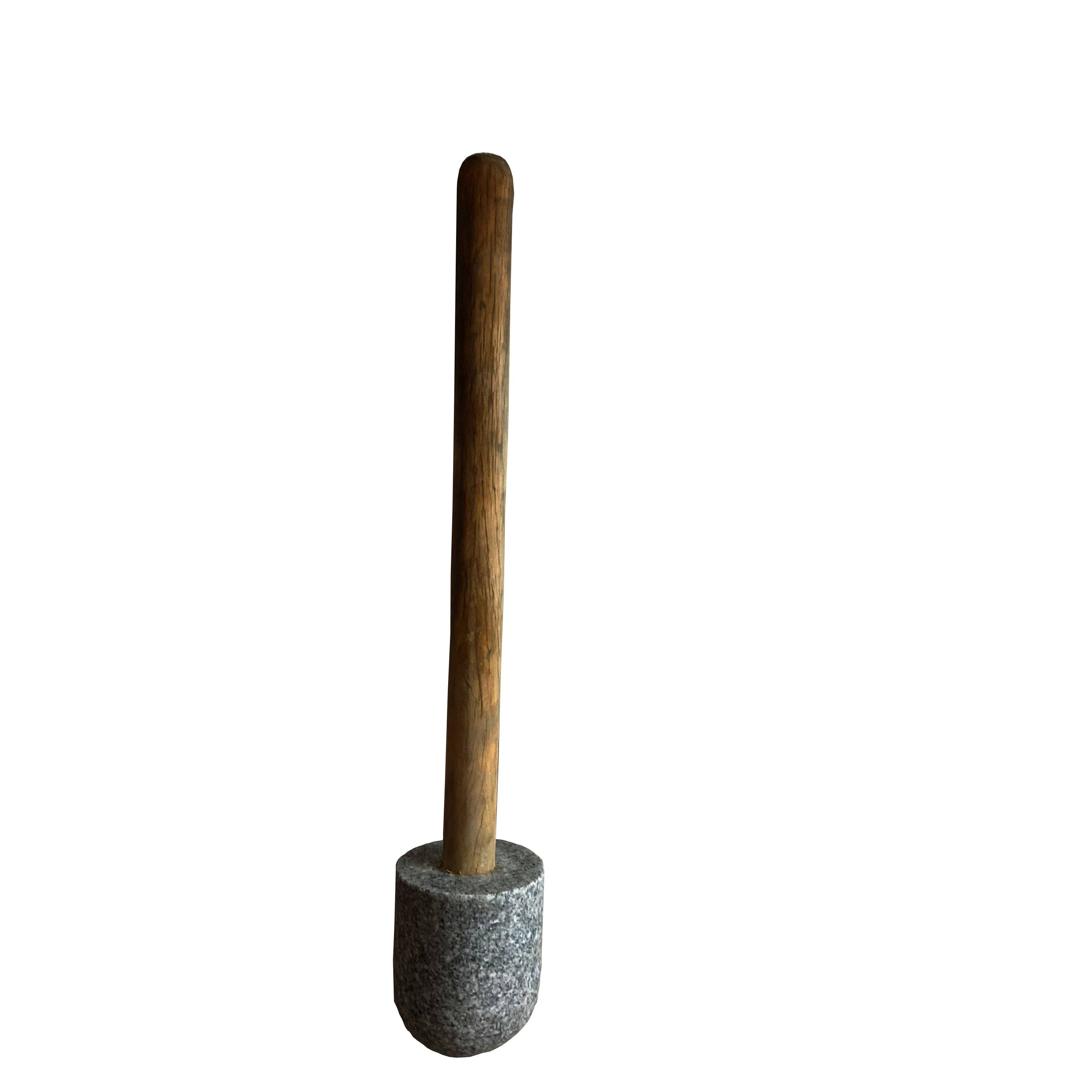 A hammer with a wooden handle