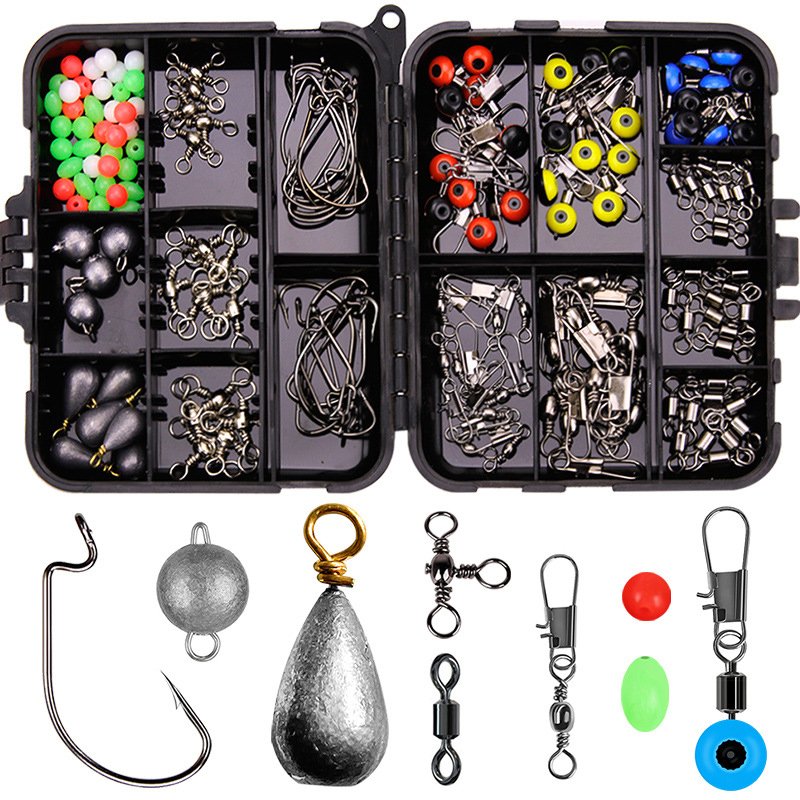 Wei and 165 items of ludicose hooks with a Texas fishing kit for cross-border fishing gear