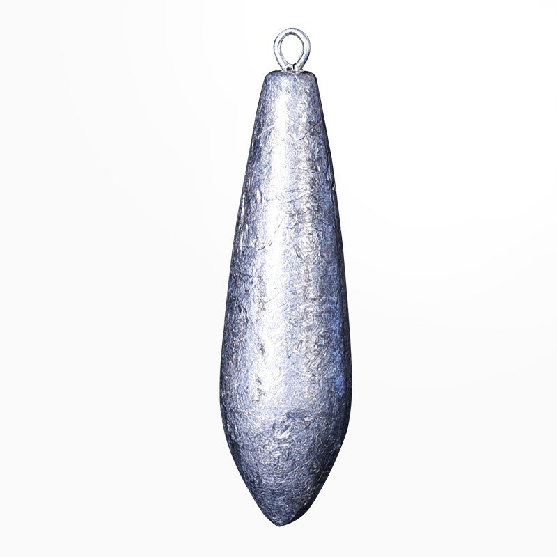 Lead fittings for a pole with rim drops of willow-like lead to the hook of a fishing pole