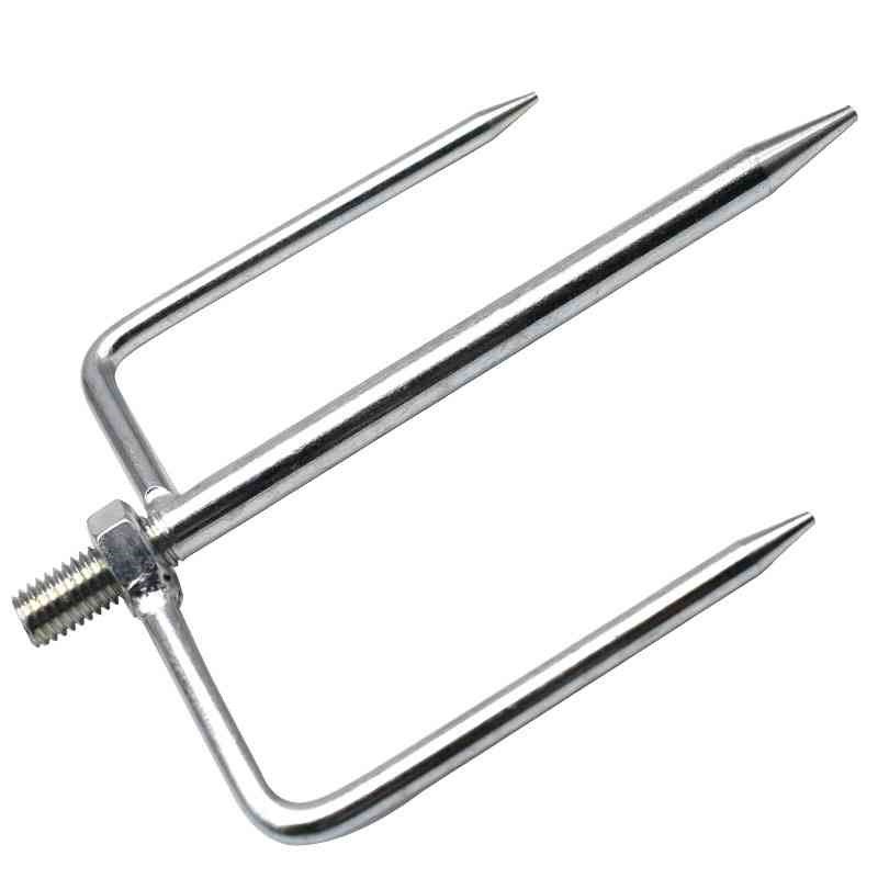 A FISHING UMBRELLA, AN UMBRELLA NAIL, A TOY FORK, AN UMBRELLA FOR A T FISHING KIT, A FISHING UMBRELLA