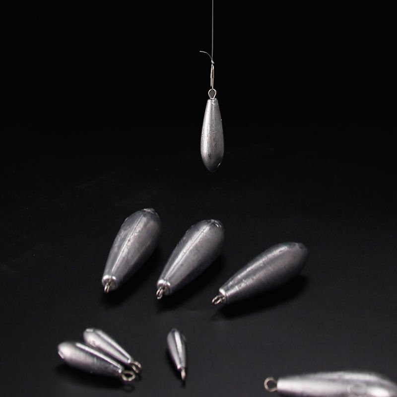 Waterdropping-type lead-on-a-crash poles dropped far away for fishing gear parcels with rounded puck lead