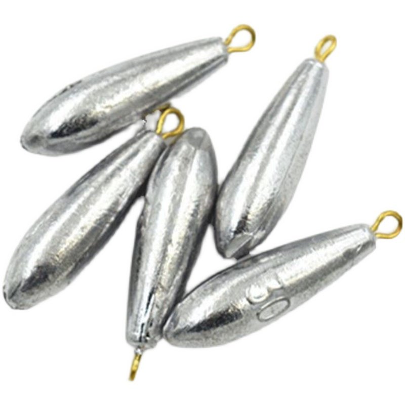 Waterdropping-type lead-on-a-crash poles dropped far away for fishing gear parcels with rounded puck lead