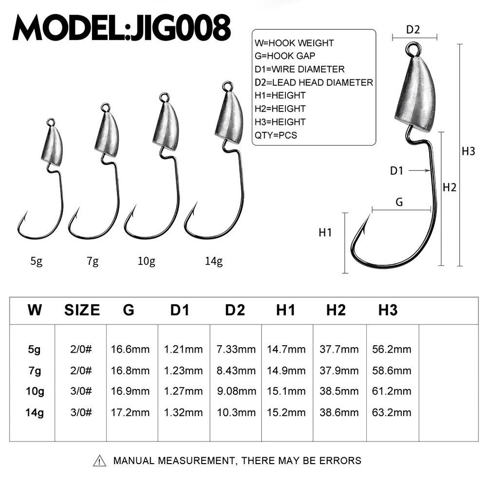 a hook-in-a-barbed lead hook 5g 7g 10g 14g mollusk hook with retouching tracker gears