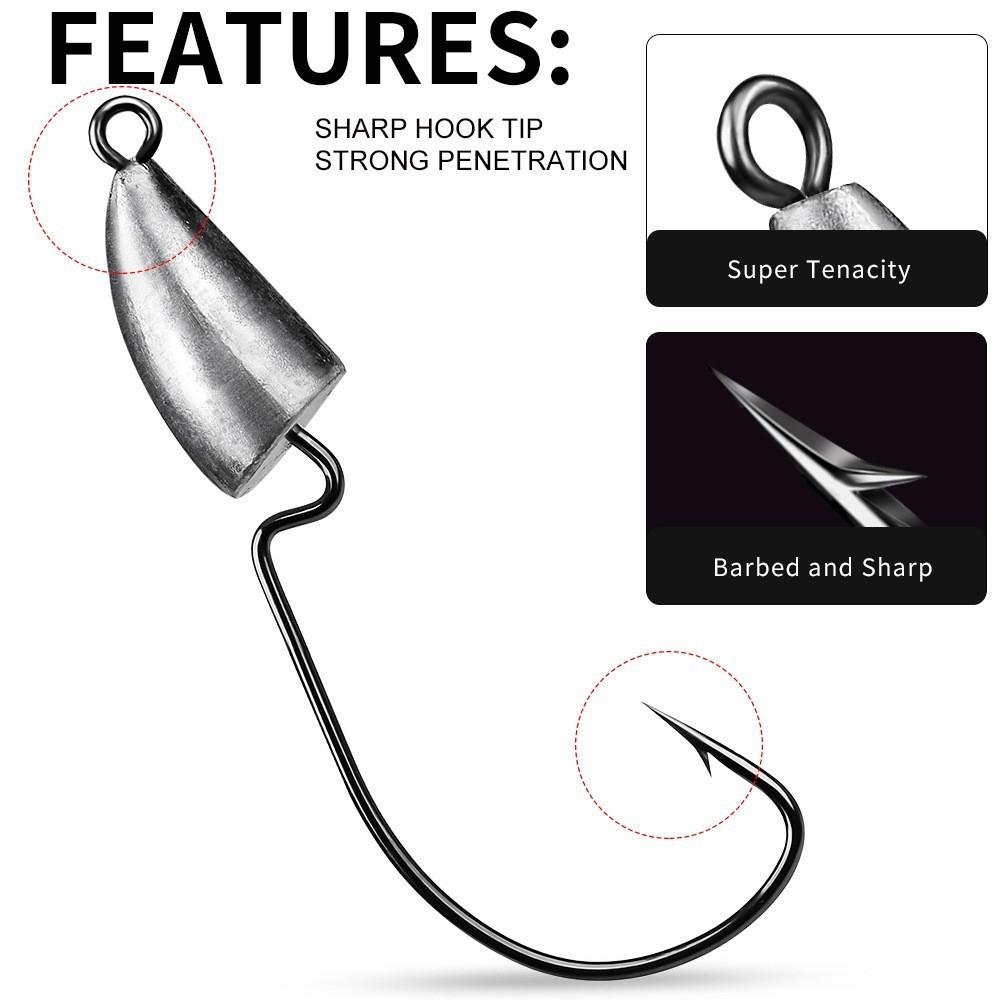 a hook-in-a-barbed lead hook 5g 7g 10g 14g mollusk hook with retouching tracker gears