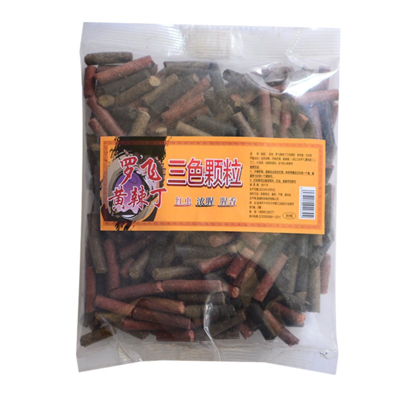 The wild-fishing pellets, the three-particle pelvis bait, and the red-fish larvae for the larvae