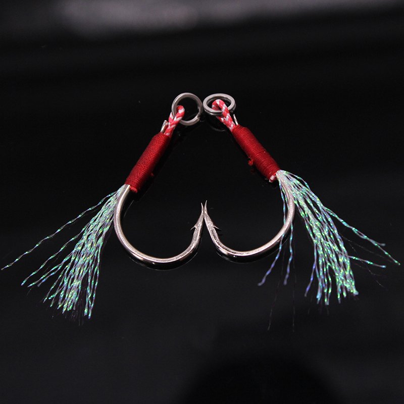 Cracker hooks, long-wired white nickel hooks, slow hooks, embalming belts, stingers, sea hooks, tow hooks