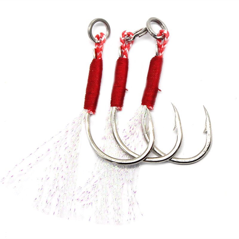 Cracker hooks, long-wired white nickel hooks, slow hooks, embalming belts, stingers, sea hooks, tow hooks