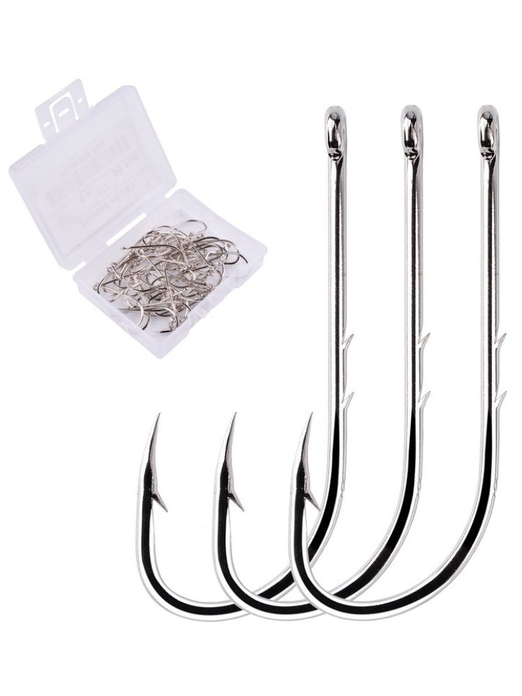 Long fish hooks with sea horse hooks, hooks with a hole in their backs, hooks, hooks, hooks, hooks