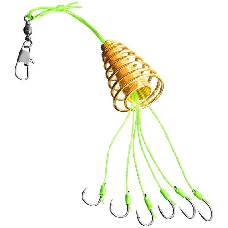 Squid-fish six-packed with a new blast-proof, high-stroke-resistant, shaving-coated gear bomb hook