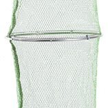 A fishing net is designed to be thick with a bag full of wild fish and a small hole in a fishing net