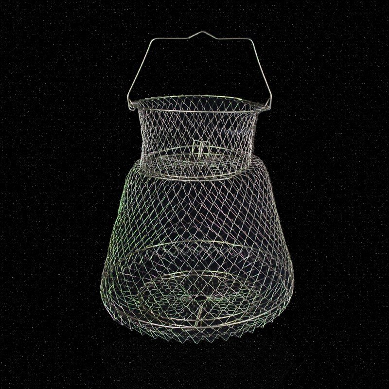 FOLDING OF WEB-NETED FISH FOR METALLIC STAINLESS STEEL-FISH V-CAGE MINIFISH